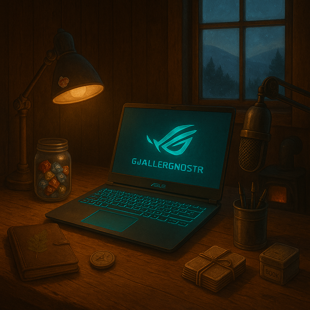 Author desk with lamp and Smoky Mountains window view